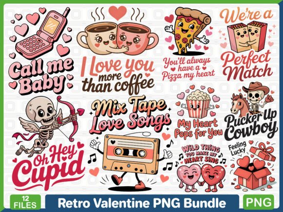 Download Retro Valentine PNG Bundle - Retro valentine png bundle Collection
