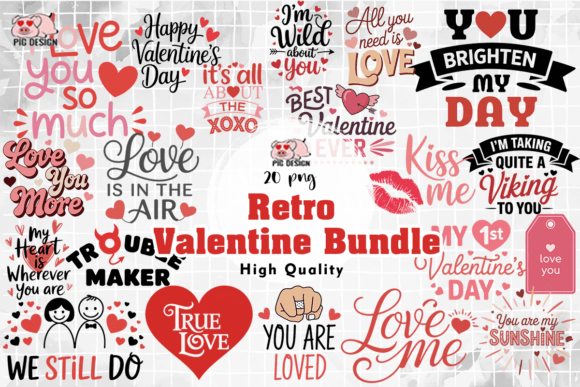 Download Retro Valentine PNG Bundle - Retro valentine png bundle Collection