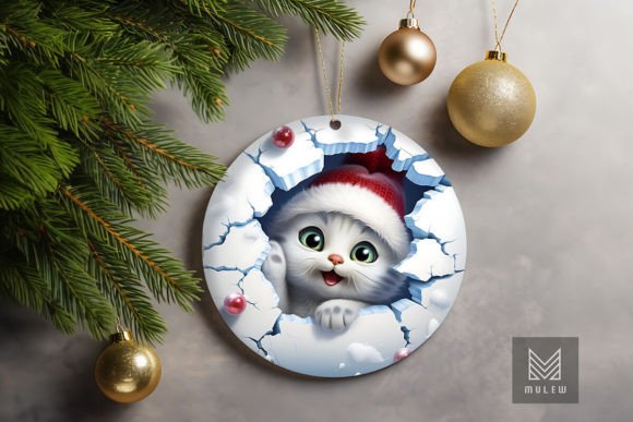 Download Cute 3D Cat Christmas Ornament Clipart - Premium Resources